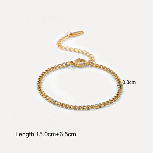 18K Gold Plated Stainless Steel Chain Bracelet - Mini Chain Link