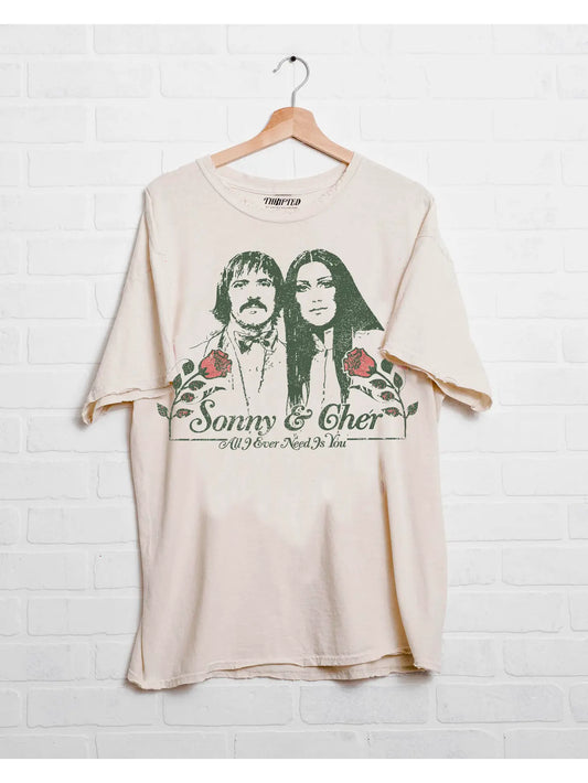 Sonny & Cher All I Need Is Love Off White Thrifted Graph Tee