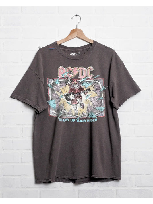 Acdc Blow Up Video Charcoal Thrifted Tee