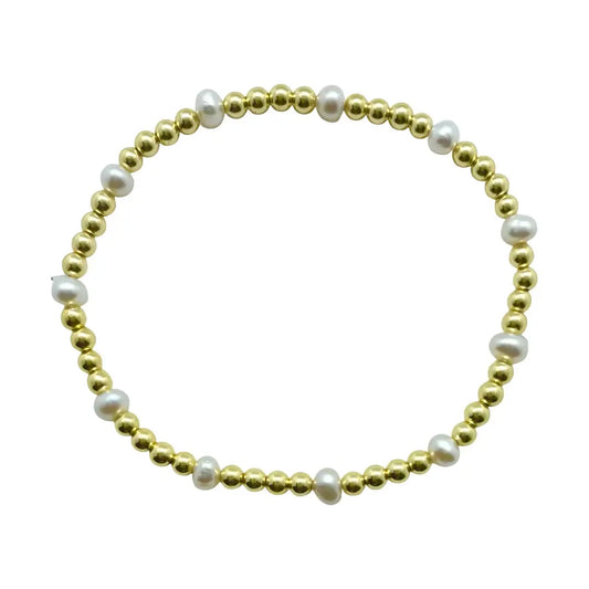 Pearl and Gold Ball Bracelet