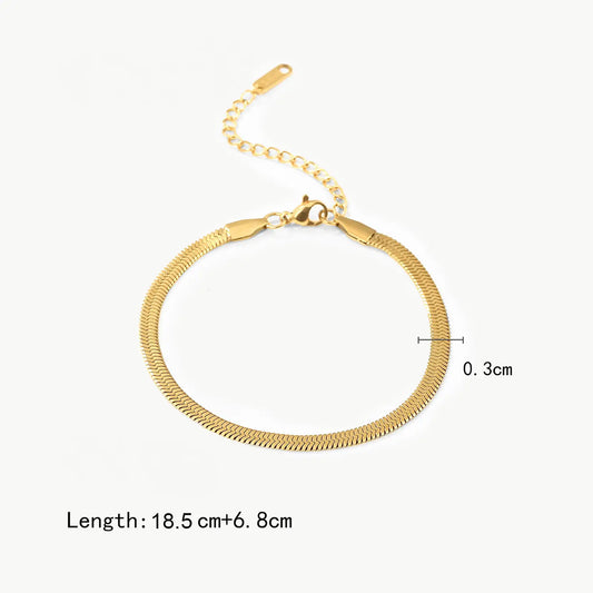 18K Gold Plated Stainless Steel Chain Bracelet - Mesh Link