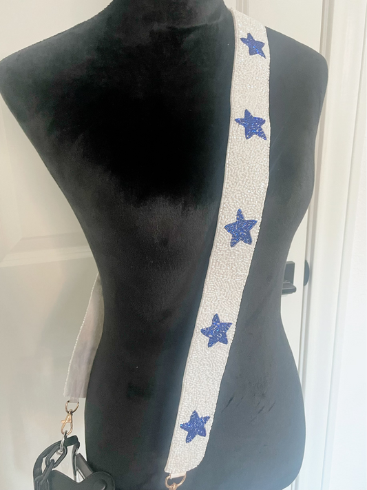 White/Blue Star Beaded Strap